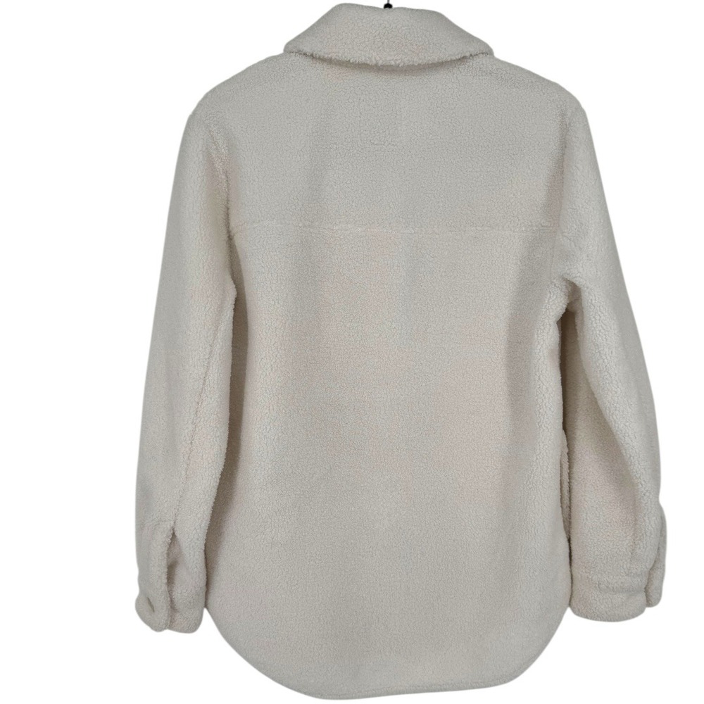 Abercrombie Fitch Women's Sherpa Fleece Shirt Jacket Shacket Cream Size Small - Picture 2 of 13